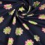 Baumwolljersey Neon Smiley Blumen - nachtblau