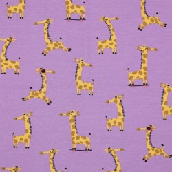 Baumwolljersey fröhliche Giraffen - helletraube