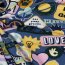 Baumwolljersey 80er Sticker Love - stahlblau