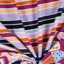 Baumwolljersey bunte Blockstreifen - pink