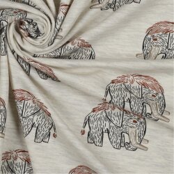 Baumwolljersey Mammut - cremegrau meliert