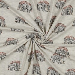 Baumwolljersey Mammut - cremegrau meliert