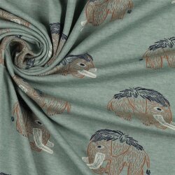 Baumwolljersey Mammut - dunkelmint meliert