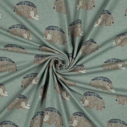 Baumwolljersey Mammut - dunkelmint meliert