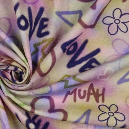 Baumwolljersey Digital GIRLY Graffiti - hellrosa