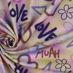 Baumwolljersey Digital GIRLY Graffiti - hellrosa