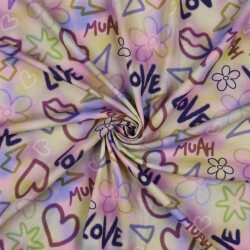 Baumwolljersey Digital GIRLY Graffiti - hellrosa