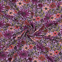 Baumwolljersey Blumen - lavendel