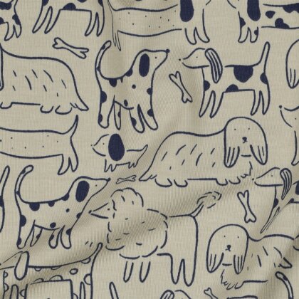 Baumwolljersey Hunde - hellloliv