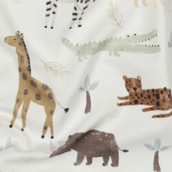 Baumwolljersey Digital Safaritiere - weiss