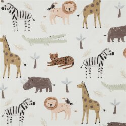 Baumwolljersey Digital Safaritiere - weiss