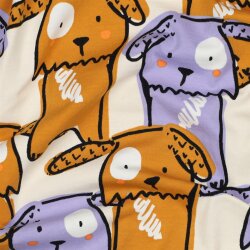 Baumwolljersey lustige Hunde - creme