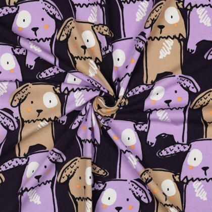 Baumwolljersey lustige Hunde - dunkellila