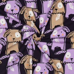 Baumwolljersey lustige Hunde - dunkellila