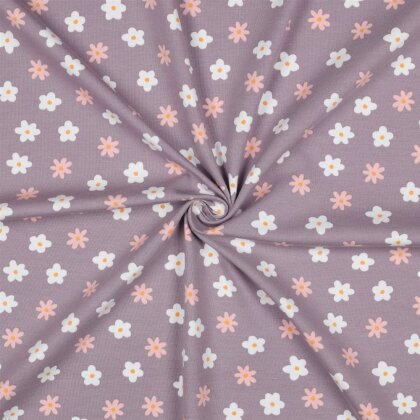 Baumwolljersey Bio~Organic Blumen - softlavendel