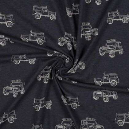 Baumwolljersey Jeep - indigo meliert