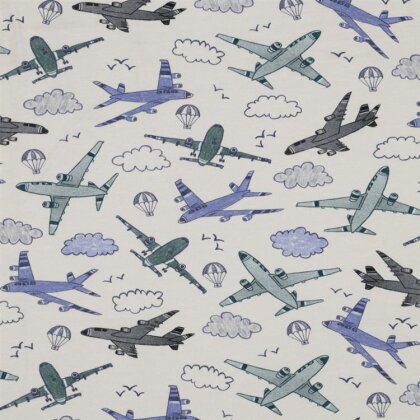 Baumwolljersey Digital Flugzeuge - creme