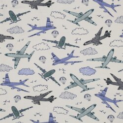 Baumwolljersey Digital Flugzeuge - creme