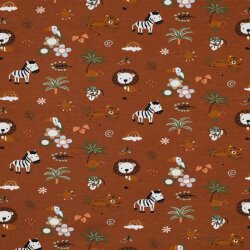 Baumwolljersey Organic Safari Tiere - karamell