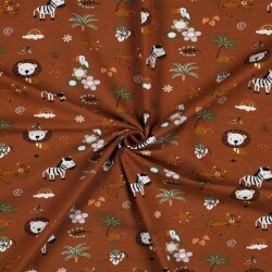 Baumwolljersey Organic Safari Tiere - karamell