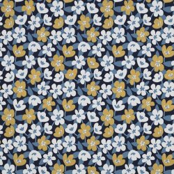 Baumwolljersey Glitzer Blumen - dunkelblau