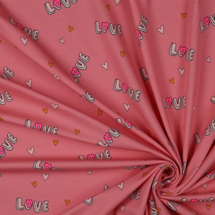 Baumwolljersey Neon Love - pink