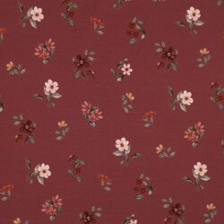 Baumwolljersey Digital Organic Blumen - rubinrot