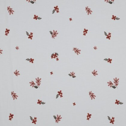 Baumwolljersey Digital Organic Blumen - weiß