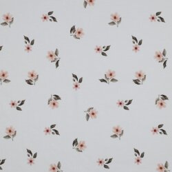 Baumwolljersey Digital Organic Blumen - weiß