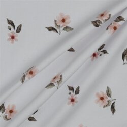 Baumwolljersey Digital Organic Blumen - weiß