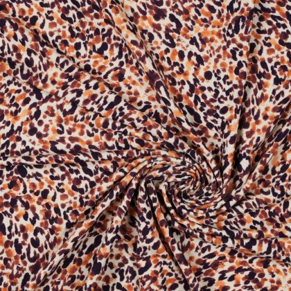 Leinen Baumwolljersey Digital Leopunkte - orange