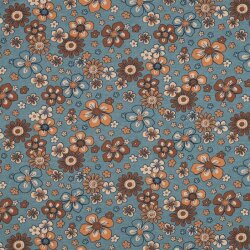 Baumwolljersey  Blumen - rauchblau