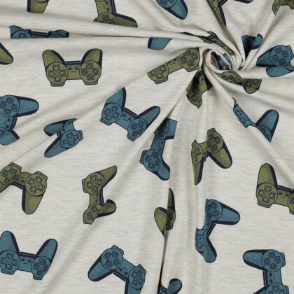 Baumwolljersey  Spielecontroller - creme meliert