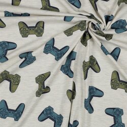 Baumwolljersey  Spielecontroller - creme meliert