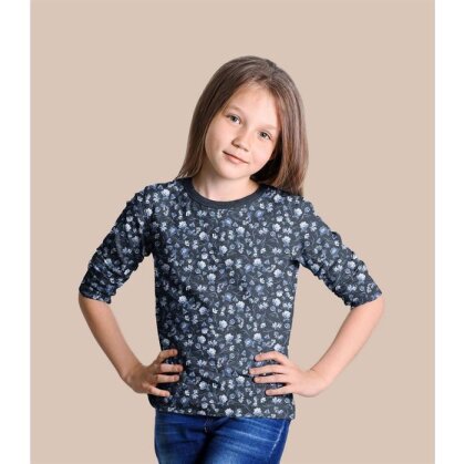 Baumwolljersey Digital Blumen - cognac