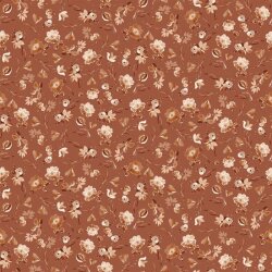 Baumwolljersey Digital Blumen - cognac