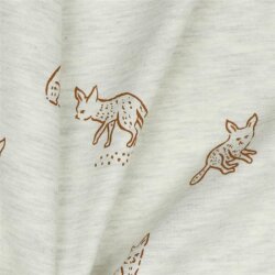 Baumwolljersey Glitzer Birnen - creme meliert