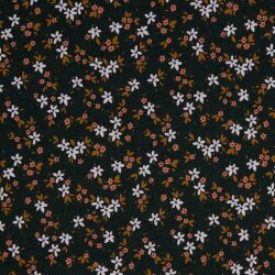 Baumwolljersey Blumen - anthrazit meliert