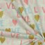Baumwolljersey Glitzer Love - creme meliert