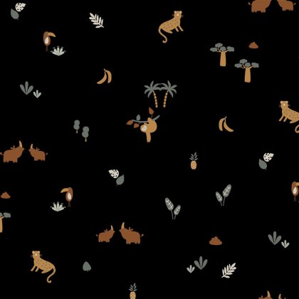 Baumwolljersey Tiere - schwarz