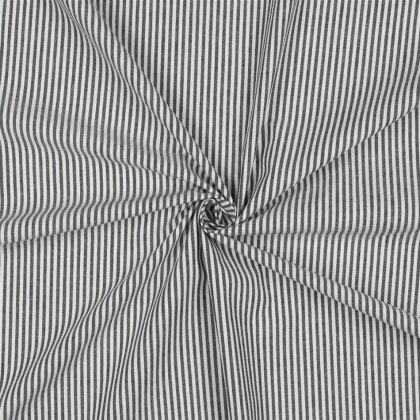 Baumwollpopeline Streifen 3mm, garngefärbt - schwarz