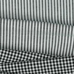 Baumwollpopeline Streifen 3mm, garngefärbt - schwarz