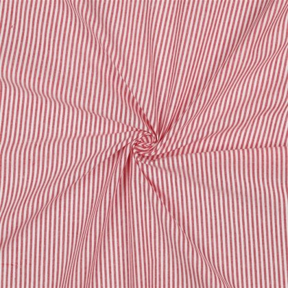 Baumwollpopeline Streifen 3mm, garngefärbt - rot