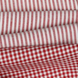 Baumwollpopeline Streifen 3mm, garngefärbt - rot