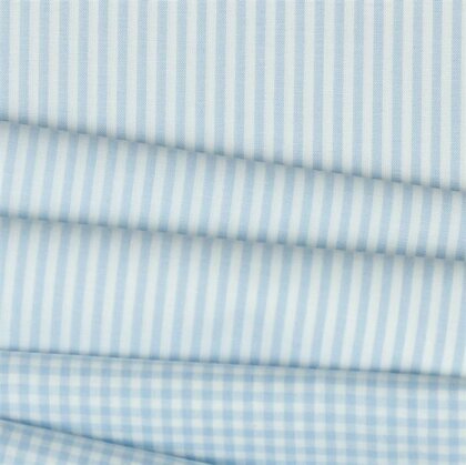 Baumwollpopeline Streifen 3mm, garngefärbt - hellblau
