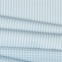 Baumwollpopeline Streifen 3mm, garngefärbt - hellblau