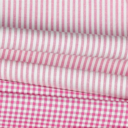 Baumwollpopeline Streifen 3mm, garngefärbt - fuchsia