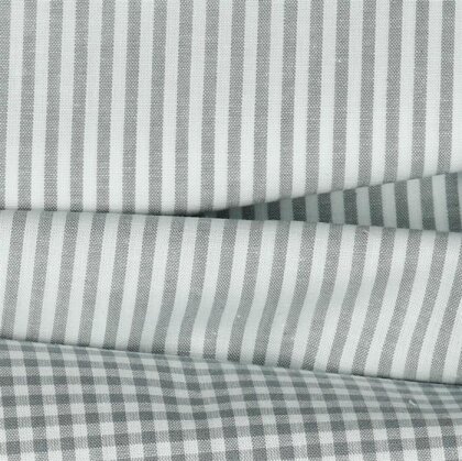Baumwollpopeline Streifen 3mm, garngefärbt - grau