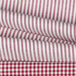 Baumwollpopeline Streifen 3mm, garngefärbt - beere