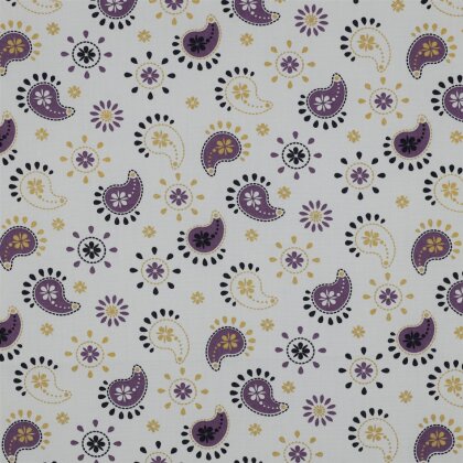 Baumwollpopeline Glitzer Paisley - weiss